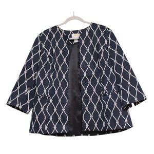 Talbots Blazer Size 16 Petite Navy Blue Coastal Nautical Preppy Stretch Casual